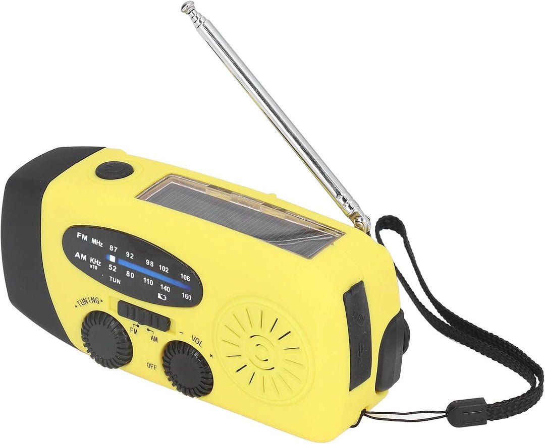 ASHATA Emergency Solar Radio, Notfall-Wetterradio Handkurbel FM/AM/WB NOAA mit Solarladung und Tasch