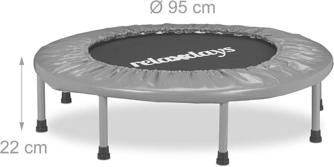 Relaxdays Indoor Trampolin, Ø 95 cm, faltbares Minitrampolin bis 100 kg, Sport &amp; Gymnastik, Fitnesst