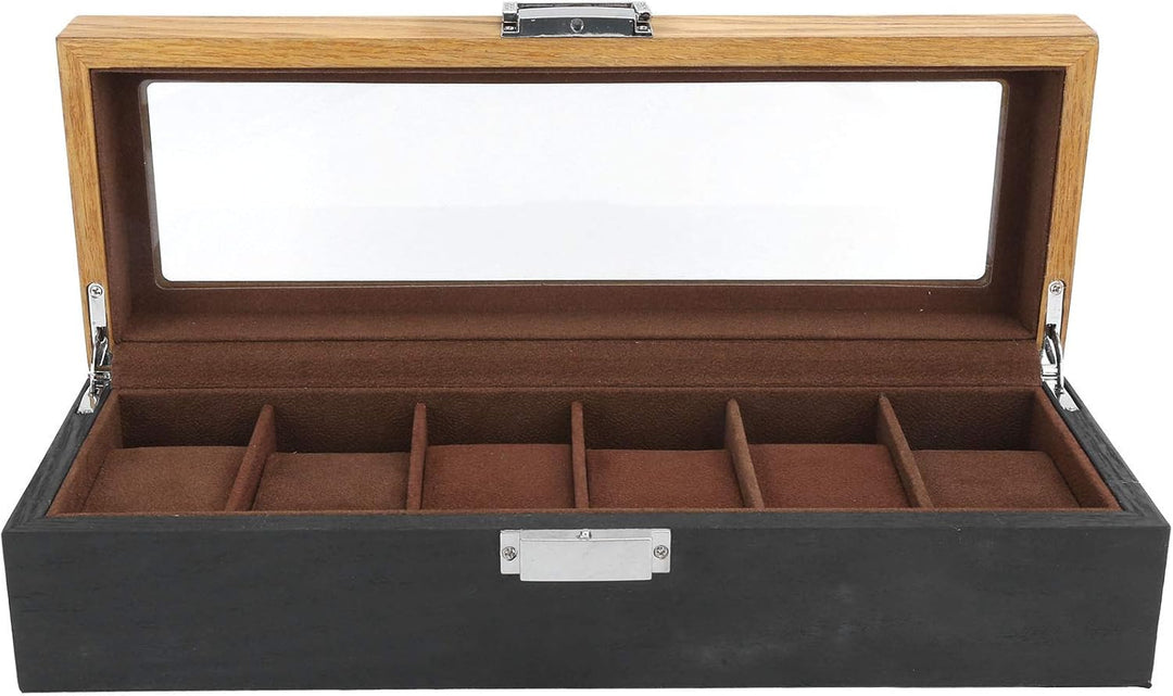 Zerodis Uhrenbox, Uhrenbox Massivholz 6 Slot Display Aufbewahrungskoffer Einfacher Klassischer Vinta