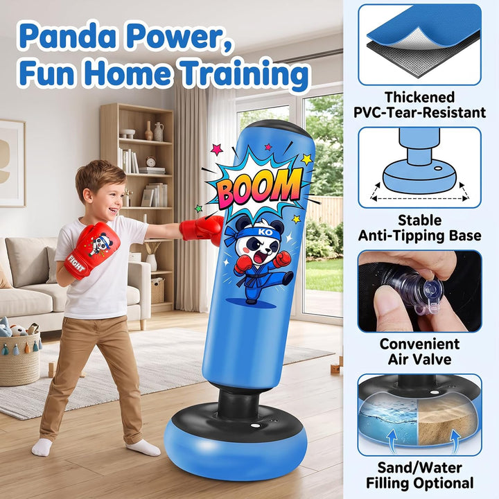 Ninonly Boxsack Stehend 130cm für Kinder mit Handschuhen und Pumpe