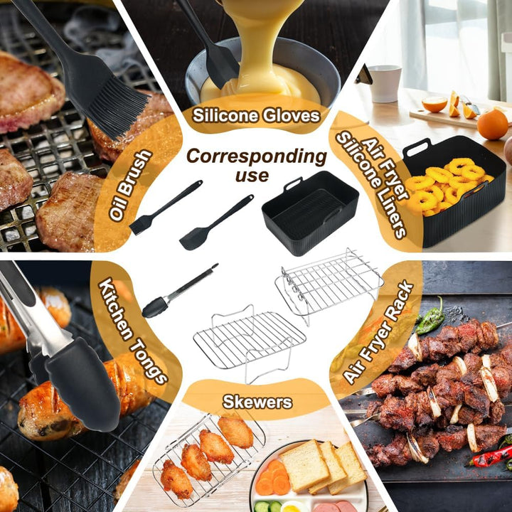 GINOYA 7 x Fritteusen Zubehör für Ninja AF400EU AF451EU AF500EU AF300EU, 2 x Silikon Luftfritteusen