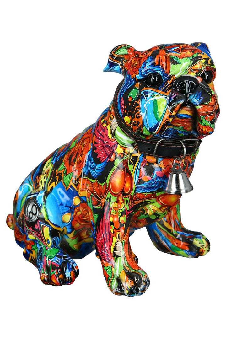 Casablanca Deko Figur Mops sitzend - Moderne Tierfigur Sculptur im Street Art Graffiti Design - Deko