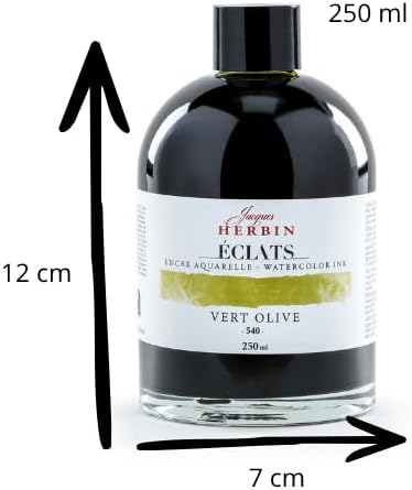Jacques Herbin 18540TAMZ Tintenflakon Kalligraphie Aquarell 250ml Olivegrün Olivengrün 250 ml, Olive