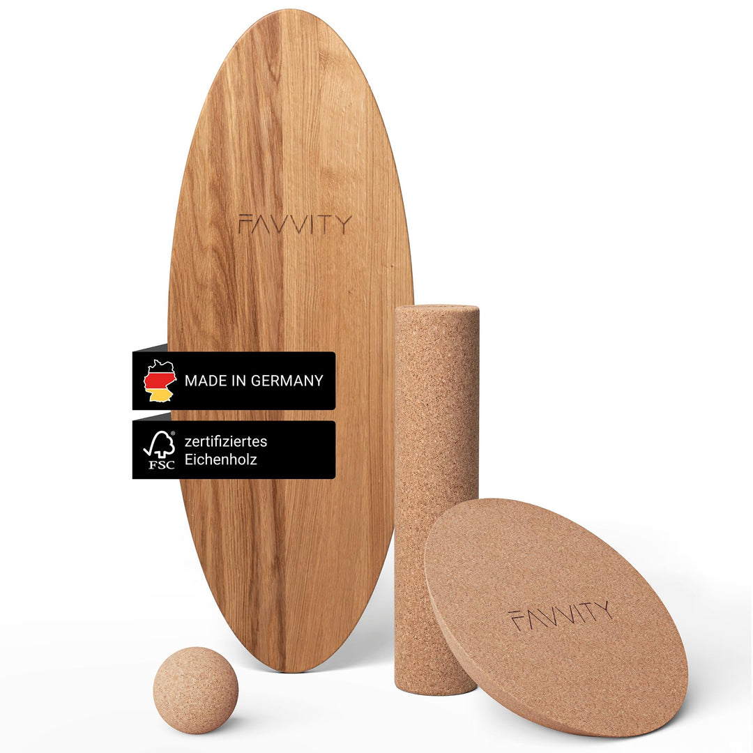 Balance Board aus Eichenholz [Handgefertigt in Deutschland] FSC-zertifizierter Gleichgewichtstrainer