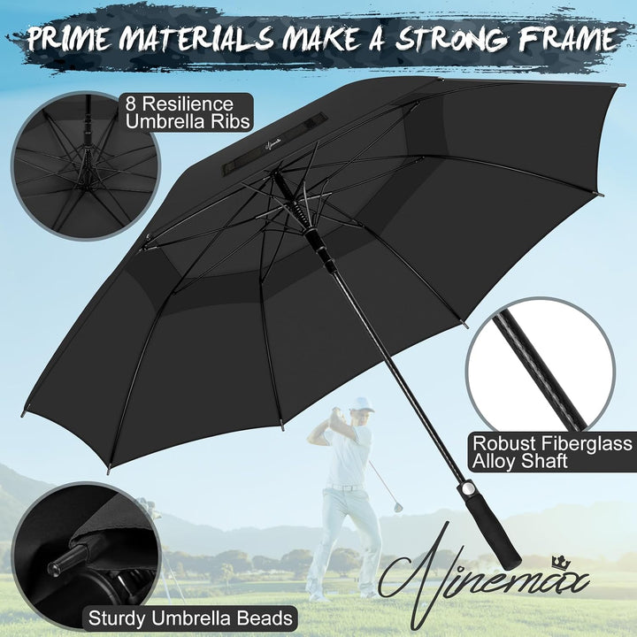 NINEMAX Golfschirm Gross 62/68 Inch Golf Regenschirm Sturmfest Automatik Öffnen Golf Regenschirm Dop