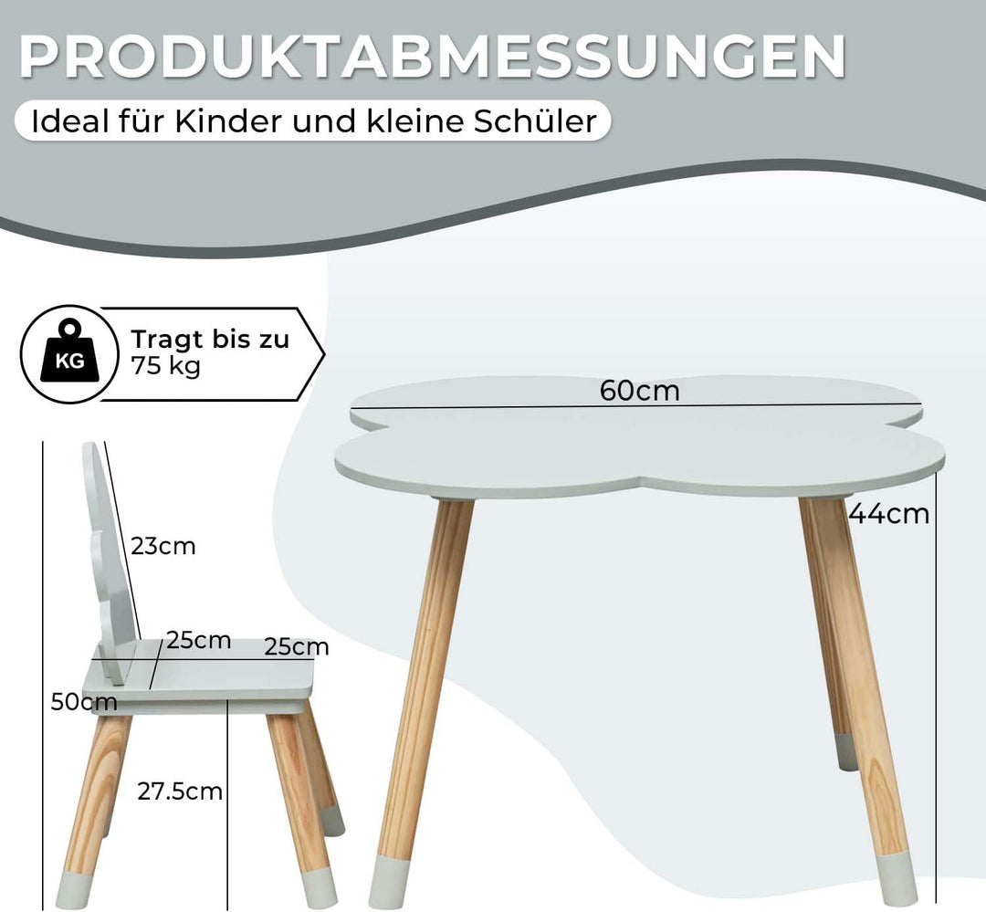 Rebecca Mobili Kinder-Tisch und 2 Stühle Set, Grün Braun, MDF Kiefer, für Kinderzimmer, Spielzimmer