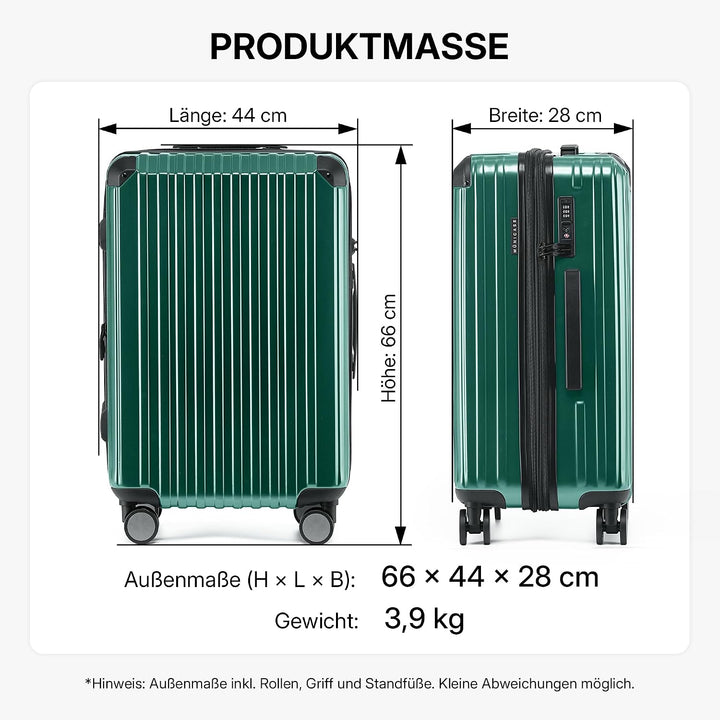 Münicase Reissverschluss, TSA-Schloss, 360°-Leichtlaufrollen, Teleskopgriff, robuste Hartschale Dunk