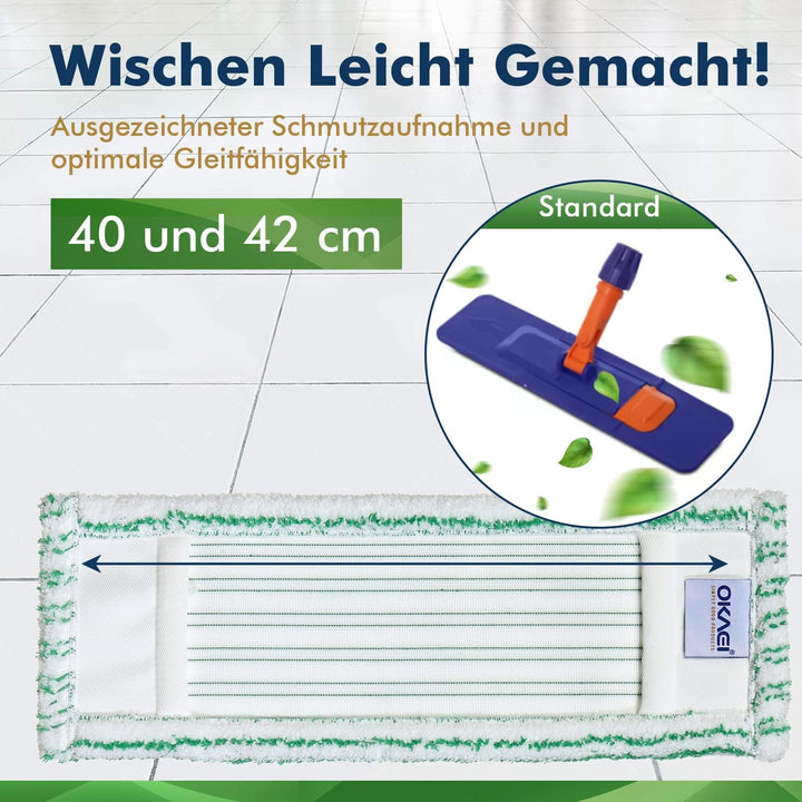Okaei 10 Stück Wischmopp Bezug (40 cm) - Premium Bodenwischer-Wischbezug aus 100% Microfaser - Bezug