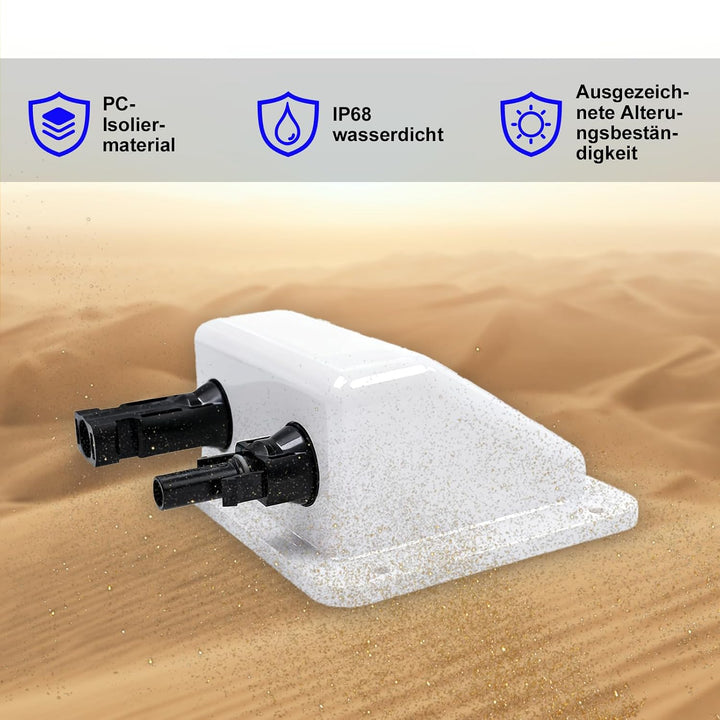 Sayhome ABS Double Solar Kabeleinführung Gehäuse mit 0.33ft 10awg weichem Kupferkabel, für Wohnmobil