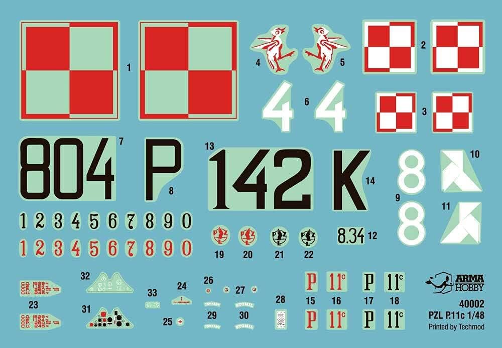 Arma Hobby Assembly model kit made from plastic PZL P.11c Model Set (40002) in scale 1/48