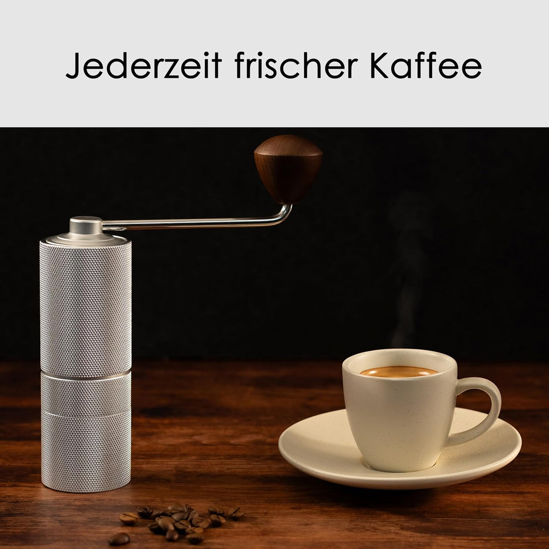 Kaffeemühle - Manuelle Kaffeemühle mit Präzisions-Edelstahlmahlwerk und Holzgriff - Kegelmahlwerk fü