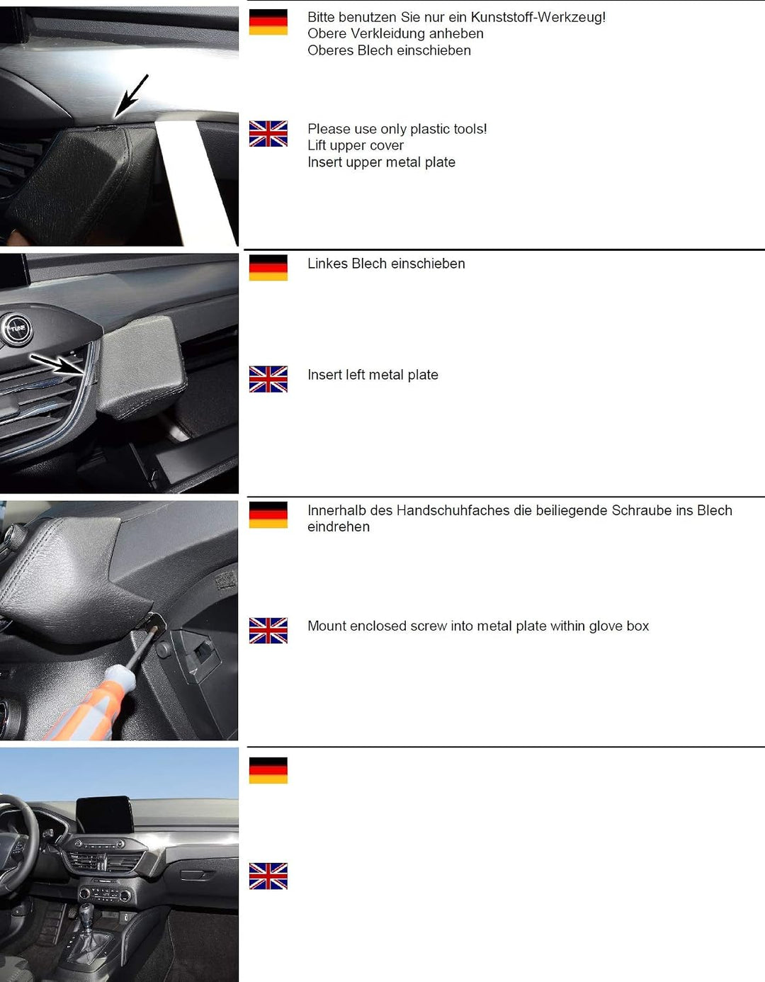 KUDA Handyhalterung passend für Ford Focus ab 2018 - Telefonkonsole für Smartphones, Handy, Navi und