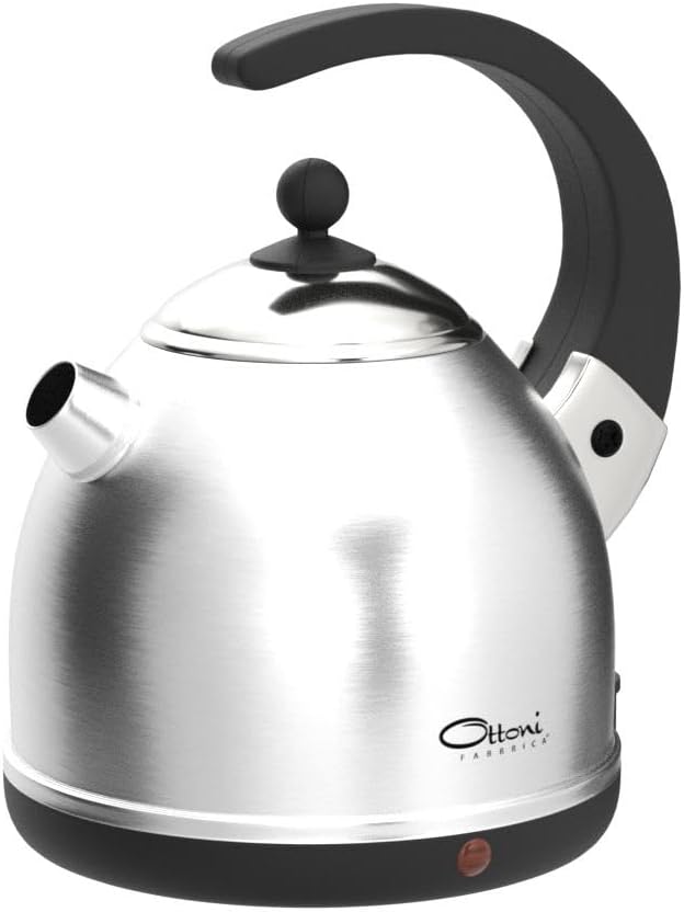 Ottoni Fabbrica Alice Satinato Elektrischer Wasserkocher aus Edelstahl, Made in Italy,1,7 L 2400W, A