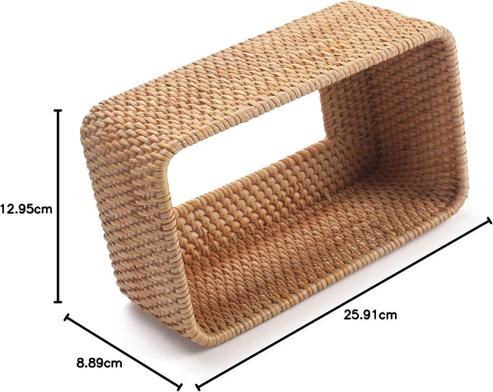 Kosmetiktücherbox aus Rattan, Geflochtener Tücherbox Halter Rechteckig, Gewebter Gesichtstuchhalter,