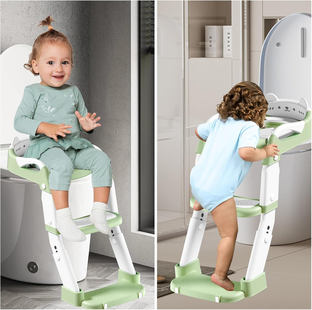 3-in-1 Toilettenleiter für Kinder mit Sitz und Treppe – Höhenverstellbarer Kinder Toilettensitz mit