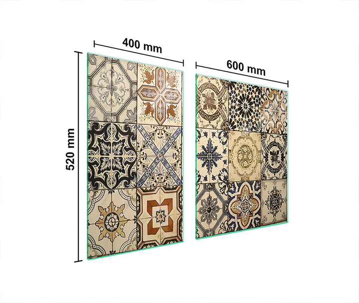 TMK ArtDeko Herdabdeckplatte 2 Teilig 40x52 + 60x52 cm - Spritzschutz Herdabdeckung – Herdschutz aus