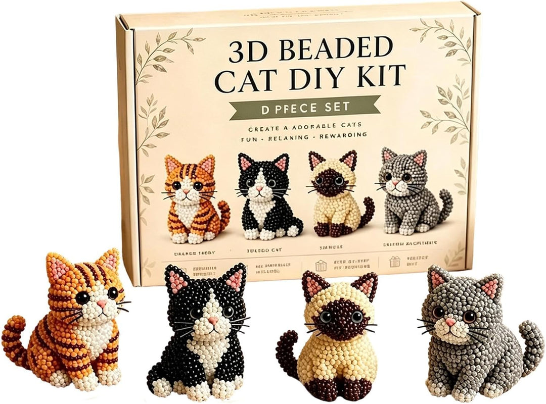 3D-Katzenperlen-Set, DIY-Tier-Perlen-Bündel, lustiges handgefertigtes Bastelprojekt mit einfachem Ba
