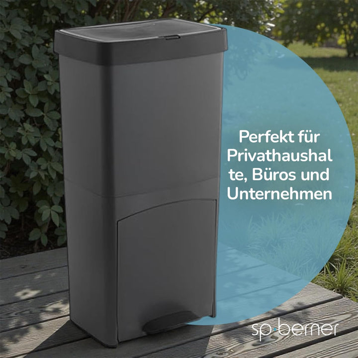 Müll- oder Recyclingbehälter 70L, VERTIKAL, 2 Fächer, Abfallbehälter, 76 cm, einfache Handhabung