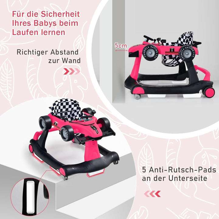 COSTWAY 4 in 1 Lauflernhilfe, Lauflernwagen klappbar mit einstellbarer Höhe &amp; Geschwindigkeit, Baby