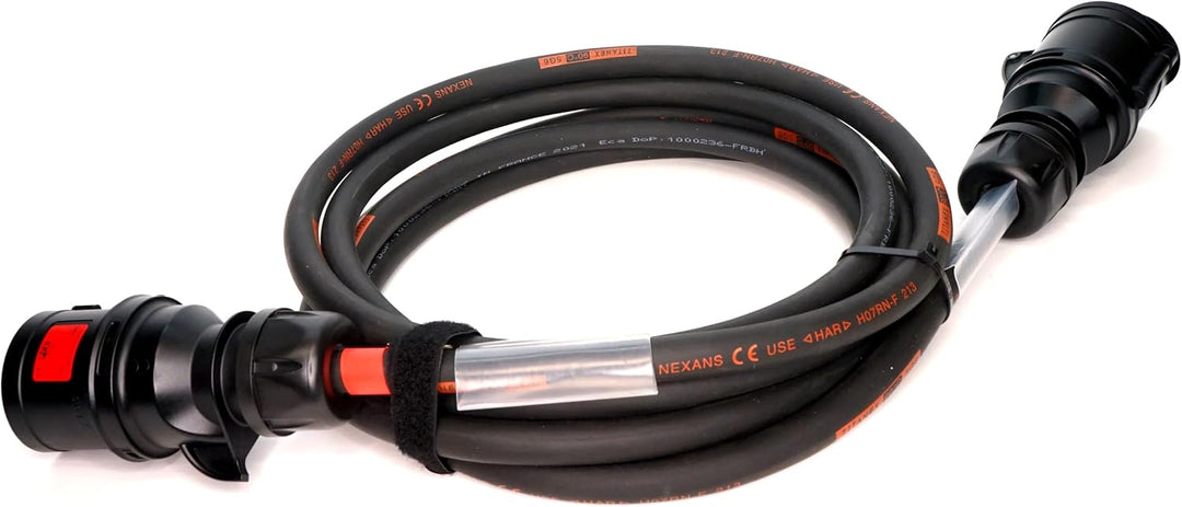 CEE Starkstromkabel (1,5m-50m) 32A Verlängerungskabel Titanex H07RN-F 5x6mm² mit schwarzem PCE Shark
