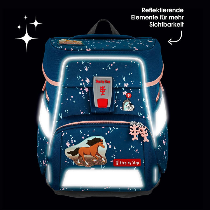 Step by Step Schulranzen-Set SPACE Wild Horse Ronja, 5-teilig, blau, Pferde-Design, ergonomischer To