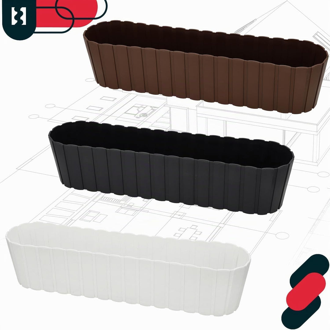 KOTARBAU® Blumenkasten für Balkon, 60 x 14 x 13 cm, Balkonkasten, Anthrazit 60 x 14 x 13 mm 4er Set
