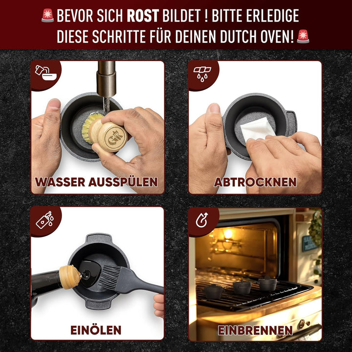 Dutch Oven Set Mini - 4x 300ml Gusseisen Mini Topf mit Deckel - bereits eingebrannter Mini Dutch Ove