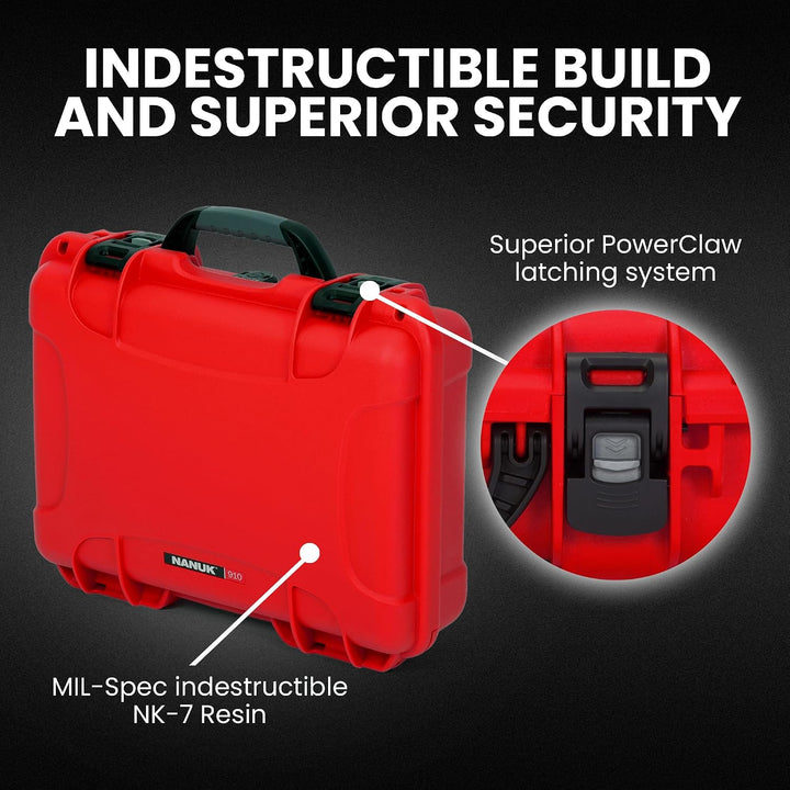 Nanuk 910 Wasserdichter Hartschalenkoffer leer - Rot Rot leer Hülle, Rot leer Hülle