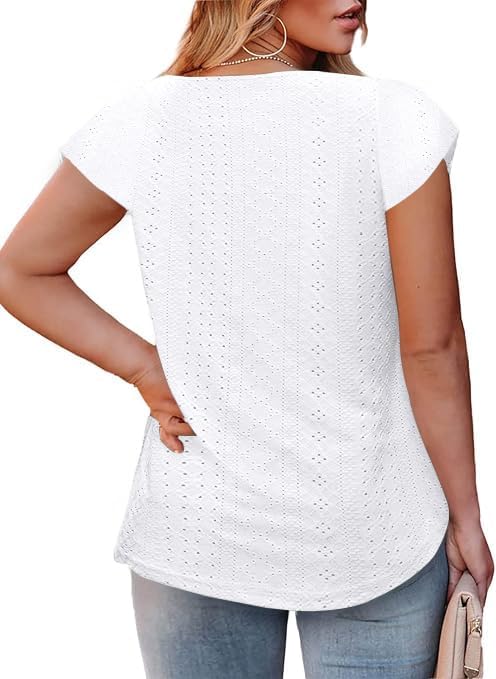 Grosse Grössen T-Shirts Damen V-Ausschnitt Plus Size Mode Strick Top Sommer Oversize Frauen Tshirts,