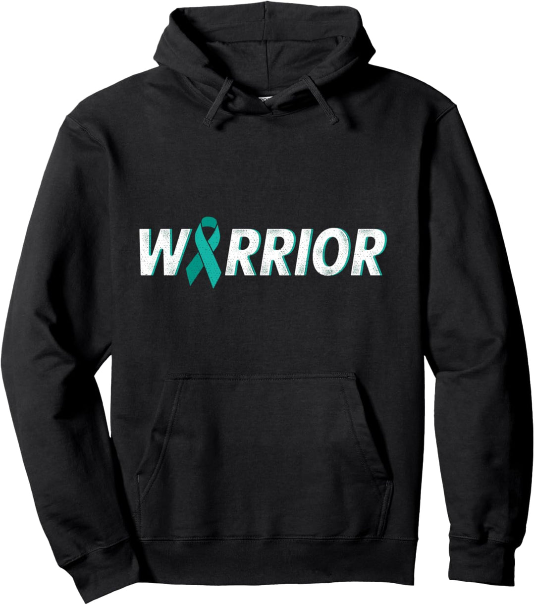 Warrior teal ribbon cervical cancer awareness Pullover Hoodie