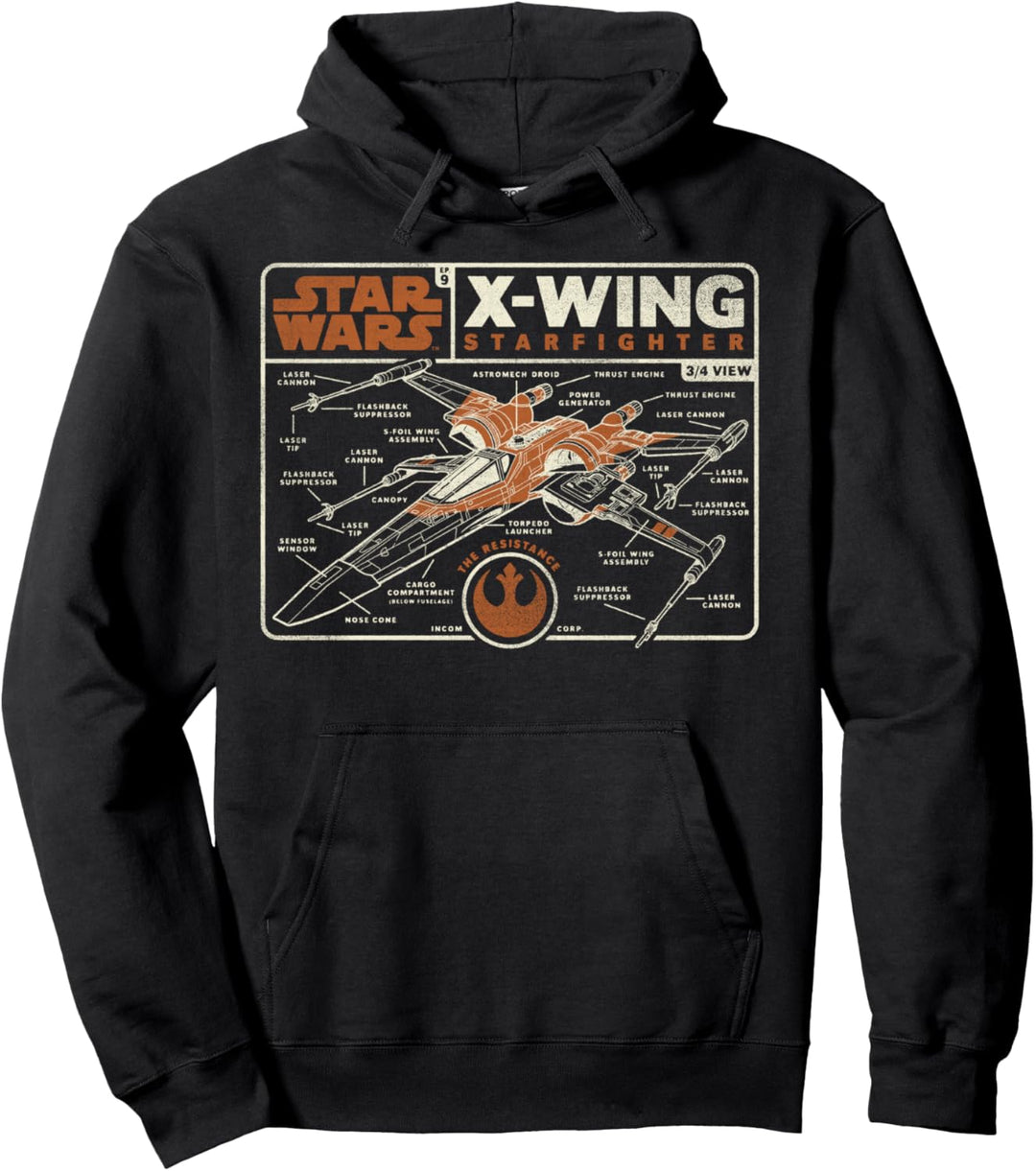 Star Wars The Rise of Skywalker X-Wing Schematic Frame Pullover Hoodie