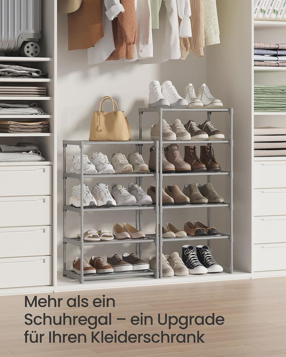 SONGMICS Schuhregal mit 10 Ebenen, offener Schuhschrank hoch, Schuhständer schmal, Schuhaufbewahrung