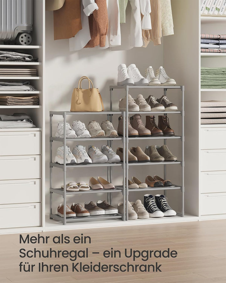 SONGMICS Schuhregal mit 10 Ebenen, offener Schuhschrank hoch, Schuhständer schmal, Schuhaufbewahrung