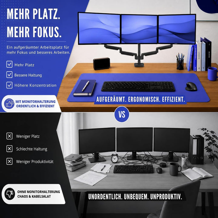 Monitor Halterung 3 Monitore für 14 bis 32 Zoll 360° Beweglichkeit