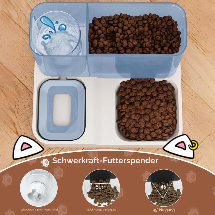 Futterautomat Katze Set, 3.8L 2-in-1 Automatischer Gravity Katzen Hund futterautomaten Wasserspender