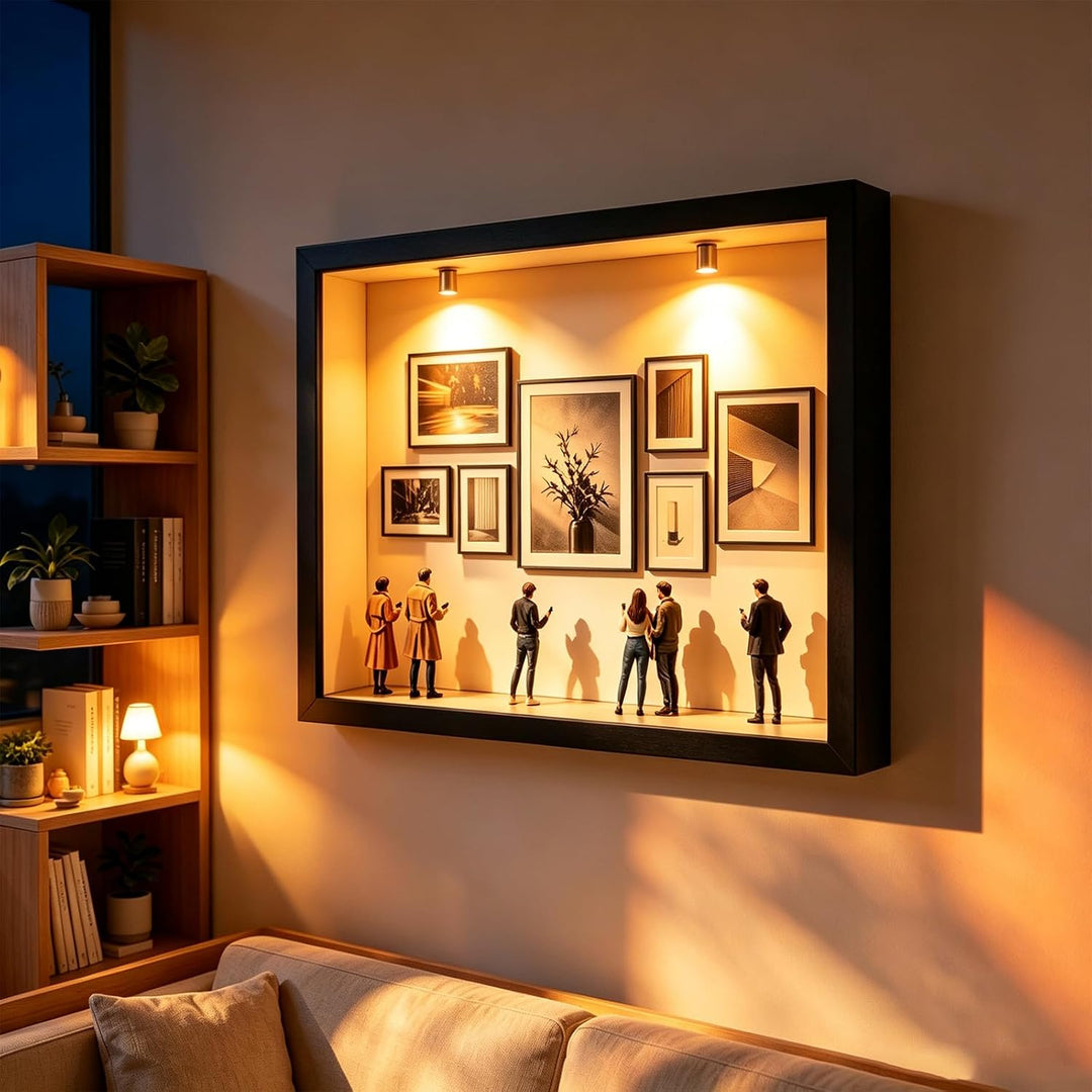 DIY Mini Museum Bilderrahmen, 3D Silhouette Box mit LED &amp; Miniaturfiguren