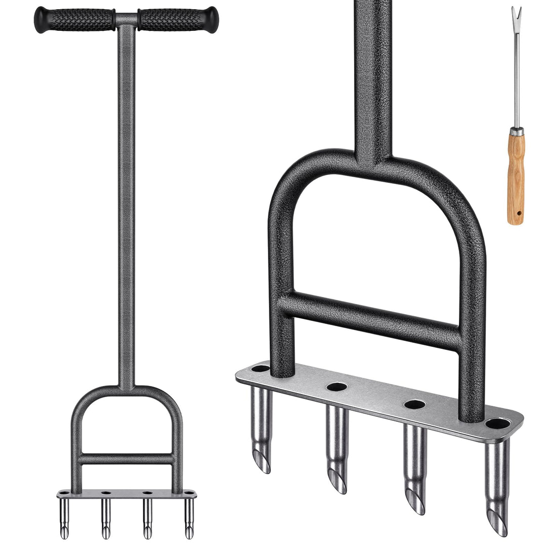 Dolibest Rasenlüfter Aerifiziergabel 4 Hohlspoon/1-piece Stange 4 Hohlzinken-1-piece Stange, 4 Hohlz