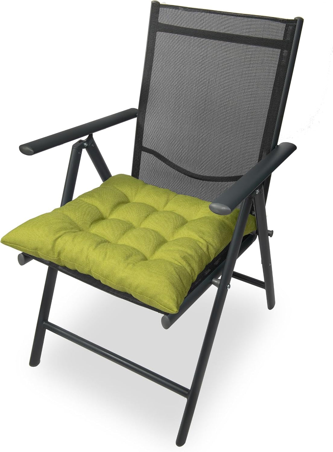 sunnypillow 4er Set Stuhlkissen mit Bändern 40x40 cm - Bequeme Polsterauflage 8cm dick - Auflage für