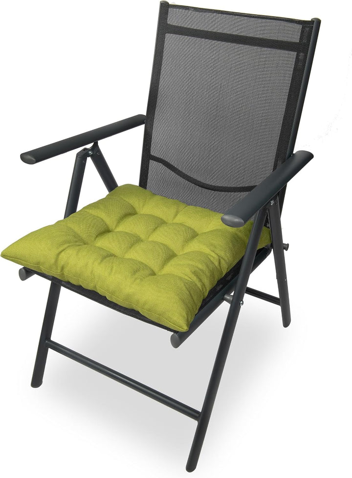 sunnypillow 4er Set Stuhlkissen mit Bändern 40x40 cm - Bequeme Polsterauflage 8cm dick - Auflage für