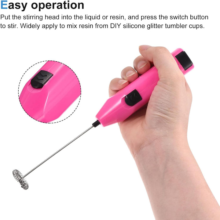 sourcing map 2 Stk Milchaufschäumer Elektrisch Stab Schneebesen Mini Rosa, Rosa