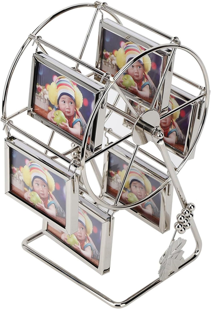 Omabeta Rotierender Riesenrad-Bilderrahmen, Einzigartiges Drehbares Bilderrahmen-Rack mit 6 Bilderra