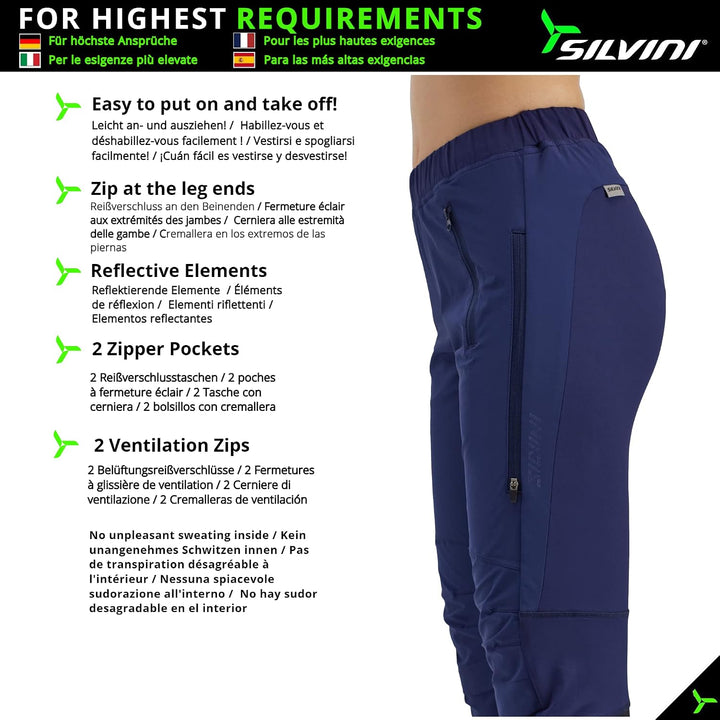 SILVINI SORACTE Skilanglaufhose Damen Softshell Hose Damen Winter Wanderhose Damen Thermohose Damen