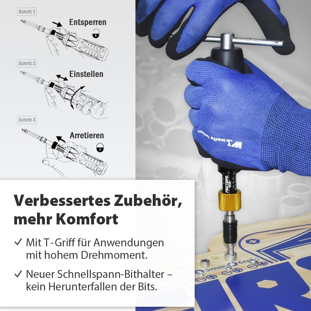 FIRSTINFO H5182 | 1/4 Zoll | 1-6 Nm, 13.28-48.68 in-lbs | Drehmomentschraubendreher | mit Rapidaptor