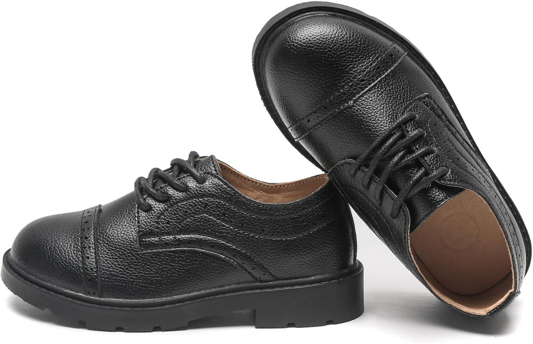 DADAWEN Jungen Anzugschuhe Schule Uniformschuhe Schnürhalbschuhe 27 EU Schwarz, 27 EU Schwarz