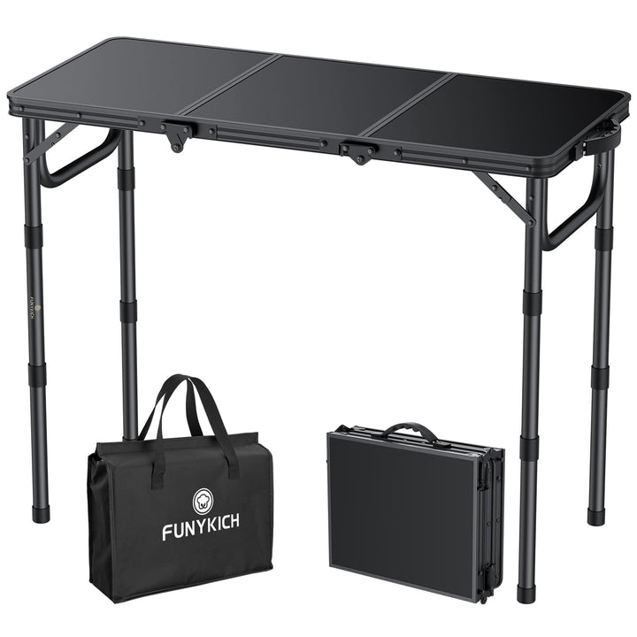 FUNYKICH Campingtisch klappbar mit 3 Einstellbarer Höhe(26/48/70), tragbarer Aluminium Grilltisch Ou
