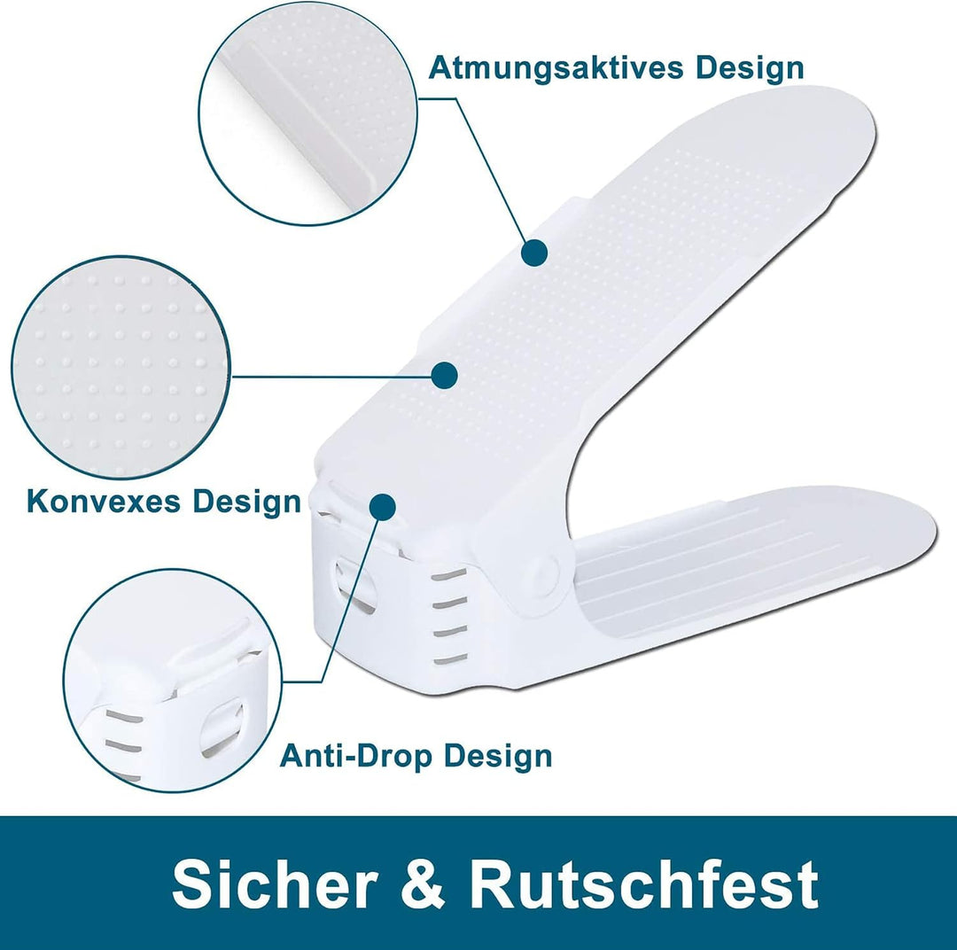 Froadp 60 Stück Einstellbare Schuhorganizer aus PP-Material rutschfest Schuhstapler mit 3 Höhenverst