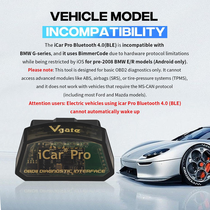 Vgate iCar Pro Bluetooth 4.0 (BLE) OBD2 OBDII Error Code Reader Car Check Engine Light with ELM327 A