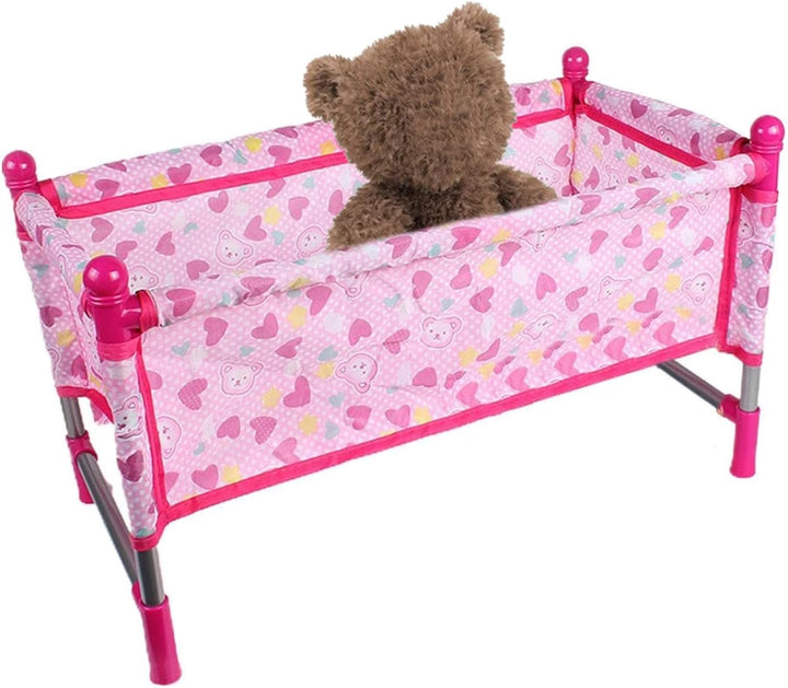 Puppenbett, einfach zu installierendes Puppenbett, Robustes aus Kunststoff und Stoff, Rollenspielspi