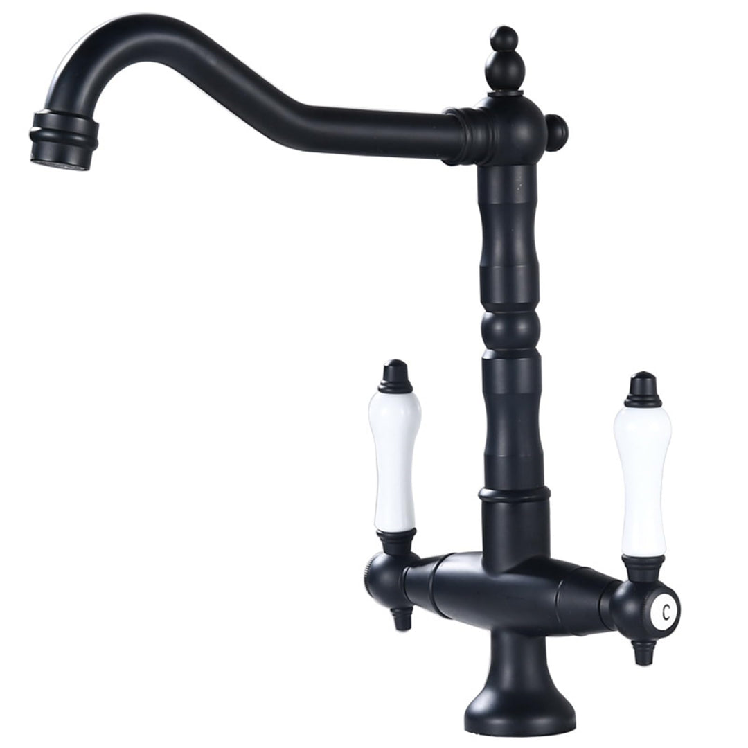 Wasserhahn Küche Antikes Schwarz,Hoch Waschtischarmatur Retro,Zweigriffmischer Badezimmer Waschbecke