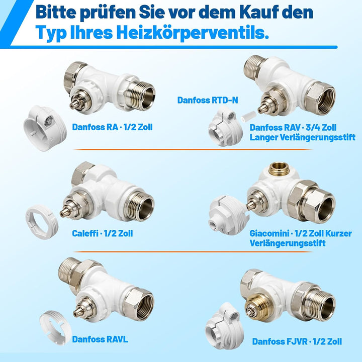 Heizkörperthermostat, WiFi Smartes Heizungsthermostat mit APP-Steuerung, inkl. 5 Adapter, kein Gatew